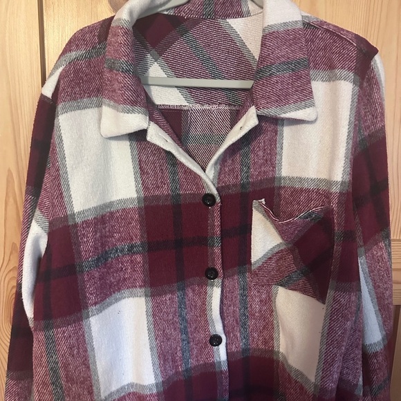 Stylish Burgundy and Cream Plaid Shirt Button Up Heavy Weight Size 3XL - Picture 5 of 6
